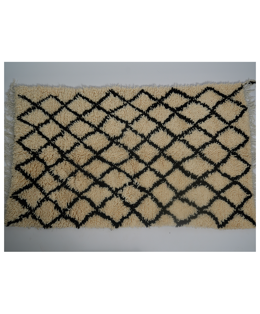 Tapis de laine (blanc/noir)